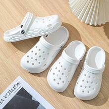 New Summer Unisex Hollow Sandals, Non-Slip Thick Sole Closed-Toe Beach Slippers, Comfortable Outdoor Slides, Suitable For Men And Women - White - View 5
