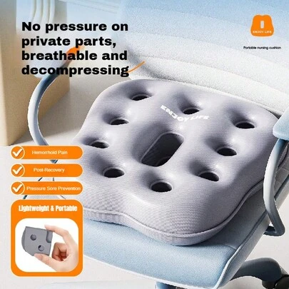 Đệm ngồi bơm hơi PVC vuông dày, có thể gấp gọn, chống trượt và thoáng khí, thích hợp cho văn phòng và gia đình.