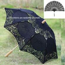 1pc/Set Mini Lace Umbrella, Wedding Photography Prop, Solid Color Lace Woven Dance Umbrella, Palace Style Decorative Umbrella - Multicolor - View 21