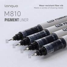 4支黑色0.2mm/0.3mm/0.4mm/0.5mm细头马克笔，适用于钥匙标记、绘画、思维导图、图表、子弹笔记、服装DIY、设计制图和注释。 - 彩色 - 查看 2
