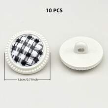 10/18/27/36 PIEZAS Botones redondos de resina con estampado de cuadros de colores y flores, botones de plástico para coser, adecuados para tejer, ropa DIY, manualidades, suministros de arte, accesorios de costura - encaje redondo a cuadros - Ver 21