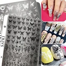 Khuôn dập móng nghệ thuật, họa tiết gấu trúc, tre, bướm, kiểu Pháp, lưới, khuôn dập silicon trong suốt, dụng cụ làm móng nghệ thuật. - Nhiều màu - Xem 1