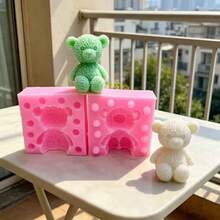 1件 DIY 3D 卡通熊烘焙模具，熊生日裝飾矽膠模具，適用於石膏、樹脂、擴香石、裝飾品 - 動物 - 查看 4