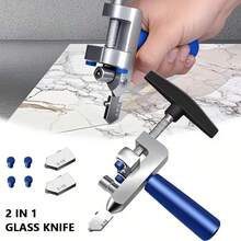 Máy cắt kính và gạch 2 trong 1 cầm tay với lưỡi cắt kim cương - Dụng cụ cắt chính xác cho DIY và xây dựng, đế và kẹp kim loại có thể điều chỉnh, thiết kế nhẹ và di động (khung chắc chắn + ốc vít màu xanh), tay cầm tiện dụng, cấu trúc bền bỉ. - 1 bộ (hai trong một) - Xem 10