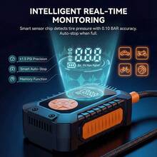 140 PSI Digital Tire Inflator, Portable Car Electric Air Pump, Suitable For Cars And Motorcycles, With LED Light, 1800mAh - Black - View 5
