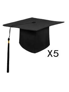 1pc/5pcs Black Graduation Cap, 2025 Graduation Cap With Tassel, Adult Sublimation Print Hat, Elastic Brim, Matte Adjustable, Unisex Bachelor Master University Graduation Ceremony - Multicolor - View 7