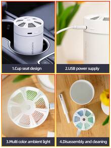 180mL Mini Air Aromatherapy Humidifier, 10ml Essential Oil, Car Large Mist, Quiet Multi-Color Light Humidifier, Compact Air Conditioner Room Humidifier, Refillable Water Tank, Battery Not Included, USB Powered, Christmas Gift/Valentine's Day/Birthday Gift - 多色 - 查看 9