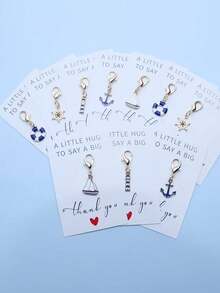 5pcs/Set Nautical Key Chain Set, Summer Beach Party Gift, Sailboat Anchor Lighthouse Lifesaver Rudder Symbols, Zipper Pulls And Backpack Decor, Suitable For Wedding, Birthday, Bride Gifts - Multicolor - View 8