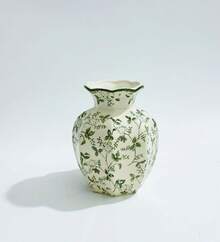 1pc Green And White Porcelain Vases, Retro Home Decoration Vases, Adding French Country Elegance To The Home, Gifts, Home Decoration Ornaments, Flower Arrangement Art - Cành cây xanh - Xem 6