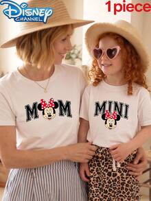 Disney 1Pcs Girls Clothes Kids Clothes Tops For Girls Girls Shirts Mommy And Daughter Matching Outfit Minnie Mouse Print Short Sleeve T Shirt For Girls 5-12Y Summer Casual - Trắng - mimi - Xem 1
