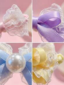2pcs Cute Bow Pearl Hair Clips, Children's Hair Accessories, Non-Damaging, Versatile For Daily Wear And Back To School - Multicolor - View 5