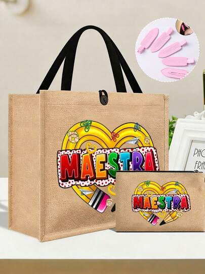 حقيبة كتف كتان أصفر بطبعة "MAESTEA"، مزينة بأزرار، حقيبة يد كبيرة السعة بتصميم بسيط، حقيبة تخزين محمولة وعملية، حقيبة تسوق متعددة الاستخدامات، بتصميم أساسي وعصري، تصميم مخصص فريد، مناسبة كهدية للأم والعائلة والأصدقاء والصديقة، لمناسبات الأعياد والأعياد الوطنية، حقيبة أزياء نسائية، حقيبة مستحضرات تجميل صغيرة، مشبك شعر وردي، هدية لعيد الممرضات وعيد المعلم والتخرج