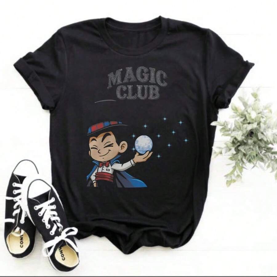 Camiseta de mujer con estampado de Magic Club - Negro - Ver 1