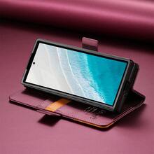 适用于三星 Galaxy Z Fold 7/6/5/4/3/5G 的 RFID 防盗刷仿皮钱包式手机壳，翻盖设计，带卡槽和支架 - 酒紅色 - 查看 5