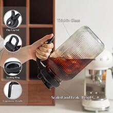 64oz Glass Jar Pitcher With Pour Spout Lid - 2 Pack, Wide Mouth Glass Pitcher With Lid, Leak-Proof Glass Breastmilk Pitcher Cold Brew Coffee, Tea And Fruit Drinks, Fridge - Default - View 7