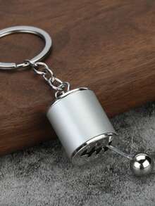 1pc Creative Gear Shift Shaped Zinc Alloy Keychain, Unisex Design - Black - View 6