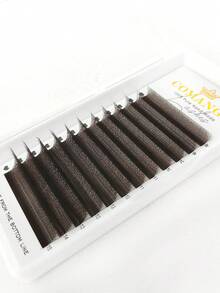 CoMango 12排D型卷曲棕色W形3D/4D/5D单根彩色假睫毛，自然柔软真貂毛预卷扇形 - D - 查看 8