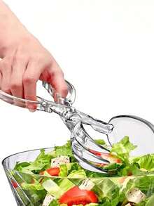 1pc Transparent Plastic Salad Tongs And Clips, Reusable Food Clips For Serving, Clear Utensils Suitable For Barbecue, Chef Cooking, Kitchen, Buffet, Party And Catering - A - View 2
