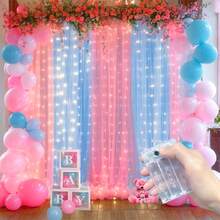1pc Wedding Window Curtain LED String Lights, 8 Lighting Modes, Battery Powered, Indoor Hanging Lights For Birthday Party, Bedroom, Living Room, Window Decor (Batteries Not Included) - AA Battery Box Curtain Light - View 3
