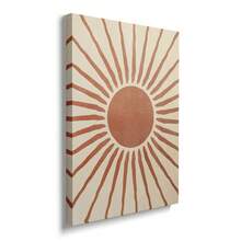 1/2 pièces Ensemble d'affiches murales en canevas art bohème soleil et lune avec/sans cadre, décoration murale abstraite bohème minimaliste en terre cuite, convient pour dortoir, salon, appartement, chambre à coucher, maison moderne - Multicolore - Voir 2