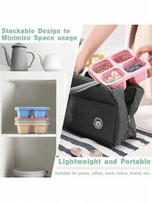 Hộp cơm bento 4 ngăn có nắp, hộp đựng thức ăn trưa chia ngăn có thể tái sử dụng, tiện lợi cho việc chuẩn bị bữa ăn, đi học và du lịch. - Nhiều màu - Xem 5