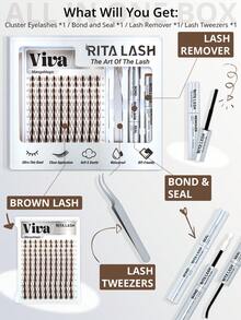 Viva | RITALASH 120PCS Manga Magic Collection Upgrade New Color - Dark Brown Lashes With Ultra-Dense, Waterproof, Long-Lasting Lashes | Fairy | Beginner-Friendly DIY Lashes For A Flawless, Voluminous Look | & Must-Have Clusters - Black - View 3