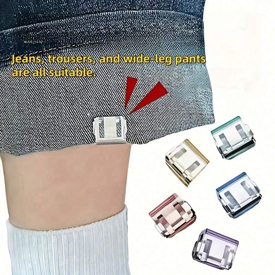 2/4/6Pcs Invisible Pants Hem Fixing Clips, Anti-Dragging Jean Leg Clips, Seamless Hidden Buckle Closure, Anti-Floor-Dragging For Pants & Jeans, Waterproof, Durable & Portable - 一般款 - 查看 1