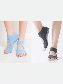 1/2 đôi tất yoga nữ, tất năm ngón có đế silicon chống trượt, tất tập Pilates chống trơn trượt, tất cổ chân tập thể dục tách ngón chân. - Nhiều màu - Xem 24