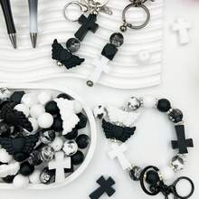 25 piezas/28 piezas/40 piezas Cuentas de silicona con forma de cruz de Jesús, blanco, marrón, rojo, negro, elementos de cruz, adecuados para pendientes, collares, bolsos, bolígrafos, cadenas de teléfono, brochas de maquillaje y otras manualidades de joyería, excelente para regalos de fiestas y cumpleaños - Elemento cruzado - Ver 7