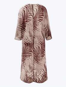 Deep V-Neck Long Sleeve Loose Leopard Print Cover-Up Dress, Bohemian Resort Style, Women Summer Beach Dress - Multicolor - View 5