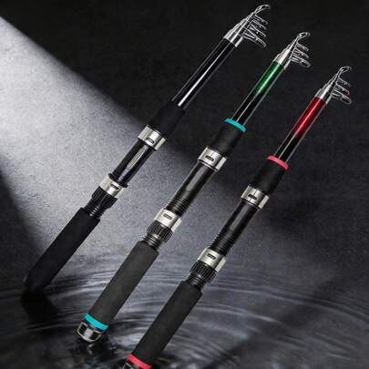 Cần câu cá dạng ống lồng 5 khúc 1.8m / 6 khúc 2.1m, 3 màu đen/đỏ/xanh lá cây, cần câu cá biển di động, siêu nhẹ và siêu cứng, cần câu có thể thu gọn, hai chiều dài và ngắn, lý tưởng cho người mới bắt đầu câu cá ngoài trời.