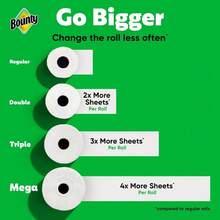 Bounty Paper Towels Select-A-Size White, 1 Mega Roll (164 Sheets/Roll), 2x More Absorbent, Quicker Picker Upper, Ideal For Kitchen, Home, And Office Use, 4 Regular Rolls Worth Of Sheets, Fewer Roll Changes, Strong And Durable, Perfect For Spills, Messes, And Quick Cleanups - 1 - 查看 10