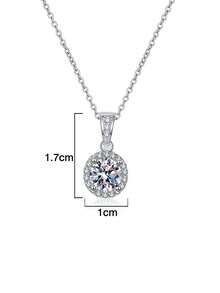 BLOVEMEE 1pc Luxury 925 Sterling Silver 1 Carat 6.5mm Moissanite Pendant Necklace, Suitable For Women's Daily Wear, Party, Holiday, Valentine's Day, Mother's Day, Birthday, New Year Gift - Silver - View 3