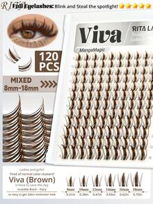 Viva | RITALASH 120PCS Manga Magic Collection Upgrade New Color - Dark Brown Lashes With Ultra-Dense, Waterproof, Long-Lasting Lashes | Fairy | Beginner-Friendly DIY Lashes For A Flawless, Voluminous Look | & Must-Have Clusters - Black - View 5