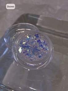 1/2 Box Dreamy Blue & Purple Aurora Rhinestone Glitter Nail Art Decorations, Holographic Glass Flakes, Laser Holographic Sequins, Ultra-Thin Transparent Ice Crystal Glossy Nail Stickers, DIY Nail Decor With Luxurious Sparkling Glitters - Multicolor - View 2