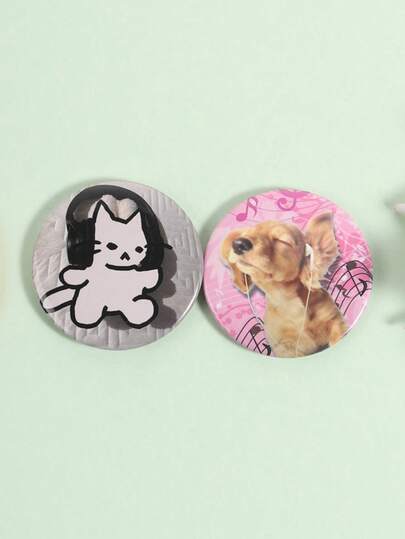 1Set Tinplate Soft Button Pins Funny Cat Meme Round Brooch For Hat Bag Creative Lapel Badge Jewelry Accessories Gifts For Friends