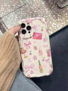蝴蝶结奶油色漩涡波浪边加厚防震手机壳，适用于 17/17 Pro、15 Pro Max、16/16 Pro/16 Pro Max、16 Plus、15 XR/7/8、15 Pro Max、12 Pro Max、13 Pro Max、14 Pro Max、13/14/11/12/14 等机型。 - 彩色 - 查看 2