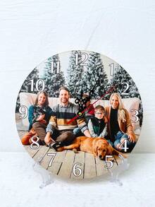 1PC Customized Personalized Wooden Clock, Personalized Clock, Holiday Party Decoration, Daily Family Gathering Party Decoration, Home Decor, Suitable For Mother's Day Decoration, Best Living Room Wall Clock, Christmas Decoration, Available In 3 Sizes - Multicolor 2 - View 10