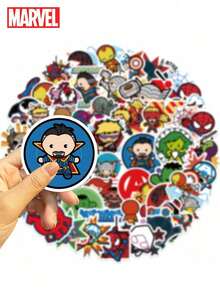 50 miếng dán Chibi Avengers chính hãng Marvel, hình siêu anh hùng dễ thương, chống thấm nước, làm từ vinyl, thích hợp cho văn phòng phẩm và tự làm đồ dùng. - 50pcs - Xem 2
