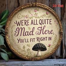 2D平面印刷，单间装饰，复古独特“Crazy Here”金属标牌 - 7.8X7.8英寸圆形铁艺墙饰，适用于家庭卧室、咖啡馆、办公室、海滨别墅或后院，是送给朋友和同事的独特礼物，花园装饰（孔位随机） - A - 查看 9