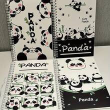 1pc Panda Spiral Notebook - Random Style - Featuring Cute Cartoon Panda Design, Thick Lined Paper, Suitable For Student Writing, Back To School Supplies, Diary, And Office Use - Back To School Writing Tool - A - View 1