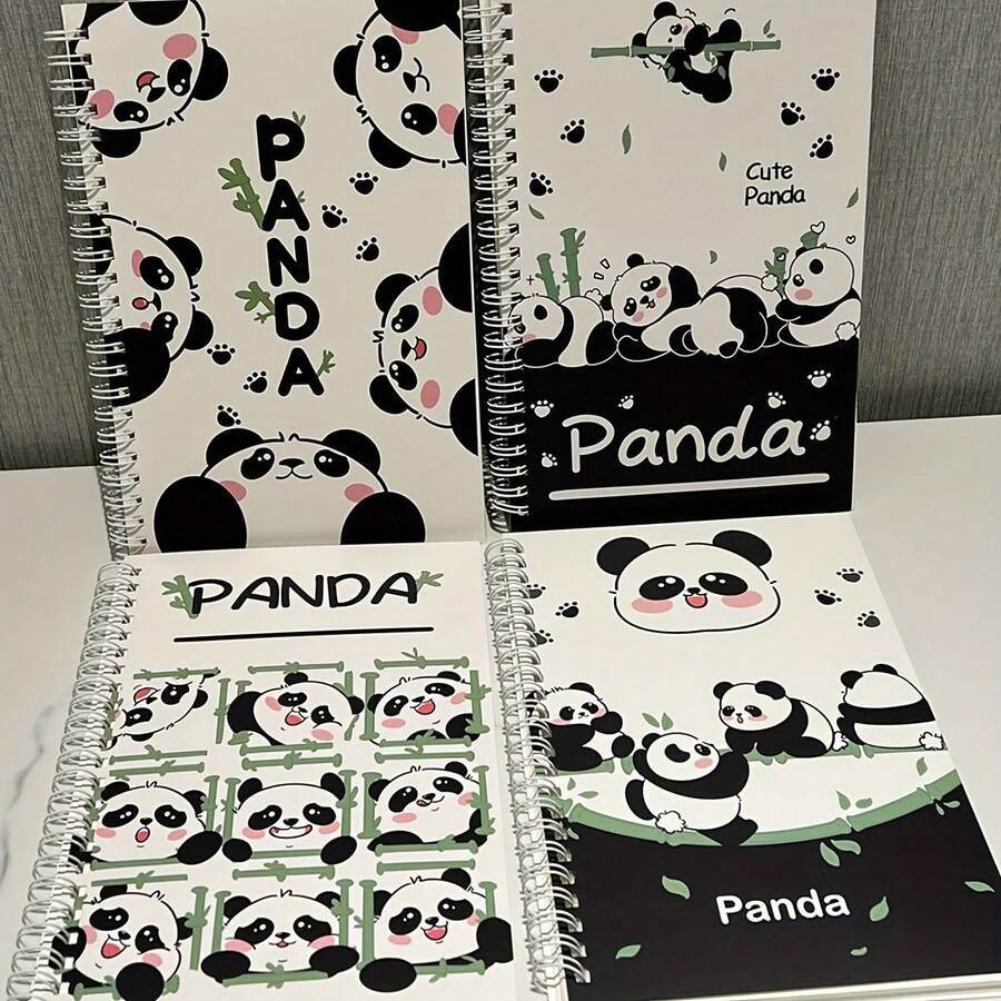 1pc Panda Spiral Notebook - Random Style - Featuring Cute Cartoon Panda Design, Thick Lined Paper, Suitable For Student Writing, Back To School Supplies, Diary, And Office Use - Back To School Writing Tool - A - View 1