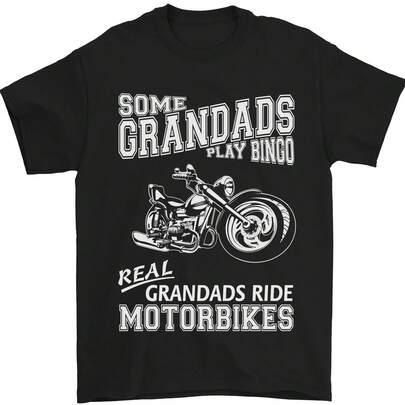 Motorbike Grandads Bingo Biker Motorcycle Mens T-Shirt Cotton