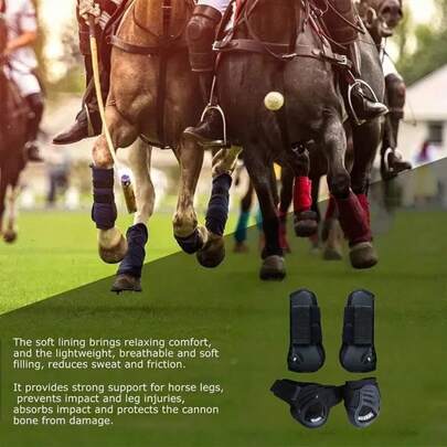 High Elastic Breathable Horse Leg Protectors, Shock-Absorbing & Wear-Resistant PU Riding Boots, Battery-Free Equestrian Gear Providing Comprehensive Leg Protection For Horses, Balancing Quality, Durability And Comfort For Safer And More Relaxed Riding