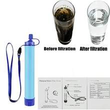 1pc Portable Outdoor Water Filter, Personal Drinking Water Filtration System, Emergency Survival Water Purifier For Camping, Hiking, Trekking - Baby Blue - View 7