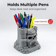 Hộp đựng bút hình đầu lâu in 3D, sản phẩm mới nhất, quà tặng thủ công. - Xám - Xem 6