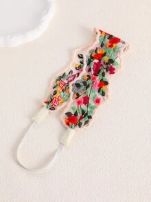 1件/2件装 女士优雅精致甜美法式复古波西米亚风黑白蕾丝彩色花叶刺绣发带，适合日常、海滩、派对、婚礼装饰、节日、生日等场合 - 彩色 - 查看 5