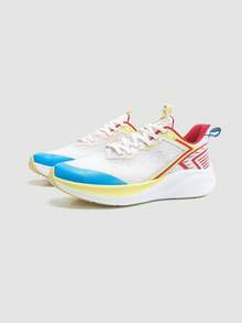 1 par de Zapatillas deportivas profesionales Jifffly con amortiguación y rebote, ligeras y duraderas, de tela blanca, azul y roja, transpirables y de corte bajo para atletismo y pista al aire libre, unisex - Polvo blanco - Ver 11