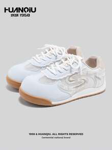 HUANQIU Zapatillas casuales con suela gruesa para mujer, zapatos deportivos ligeros y transpirables con cordones, adecuados para primavera y verano - Azul - Ver 3