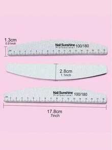 5 chiếc dũa móng tay chuyên nghiệp hình lưỡi liềm, độ nhám 100/180. - Xám - Xem 5